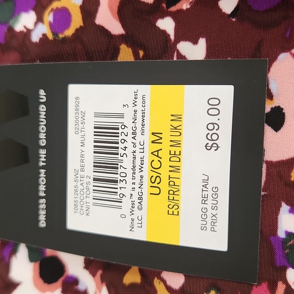 NINE WEST LONG SLEEVES TOP SIZE M ONE CUT OUT SHOULDER NEW WITH TAGS - Picture 11 of 11